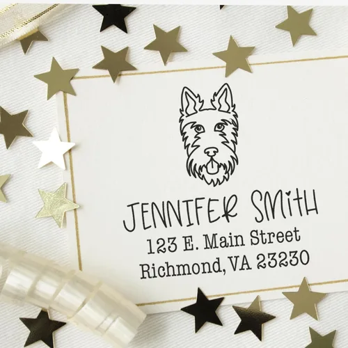 Vista 18 de Sello de dirección personalizado Basset Hound – Sello personalizable con nombre y dirección para sobres, ideal para amantes de los perros