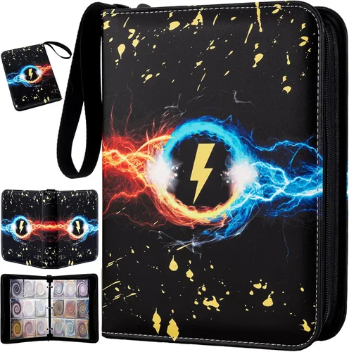 Vista 8 de Jravkfi Carpeta de tarjetas coleccionables de 4 bolsillos, libro de colección de tarjetas coleccionables de 400 bolsillos con mangas, álbum