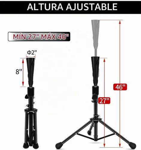 Vista 2 de FDLS Baseball Tee,Adjustable Travel Tripod Stand Batting Tee with Bag