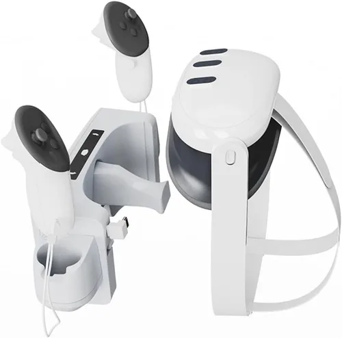Vista 2 de ZLiT for Oculus Quest 3 Charging Dock,Portable Charging Dock Station Stand Base for Oculus Quest 3 VR Headset Glasses Controller (White)