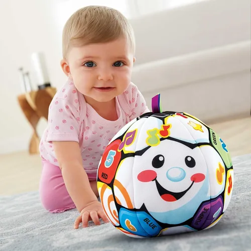 Vista 3 de Fisher-Price Juguete de bebé a niño pequeño para reír y aprender cantando pelota de fútbol musical con frases educativas para bebés a partir de 6