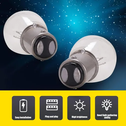 Vista 5 de Paquete de 10 bombillas de señal de freno, luz súper brillante de repuesto para luz trasera, bombilla de freno para coche, 1141 12V 21/5W BAY15D luz