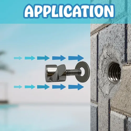 Vista 4 de Poolzilla Paquete de 5 tornillos de pared de acero inoxidable de 3 pulgadas para cubierta de seguridad de piscina, instala fácilmente la cubierta