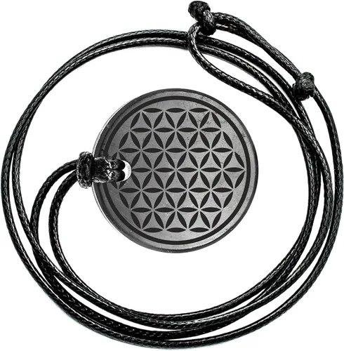Vista 2 de Colgante Shungite Grabado Geometría Sagrada