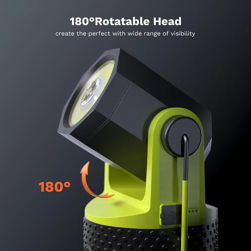 Vista 5 de CLAKAP Linterna LED para campamento, linterna recargable de 3000 lúmenes, linterna giratoria de 180°, luz de campamento portátil con cargador