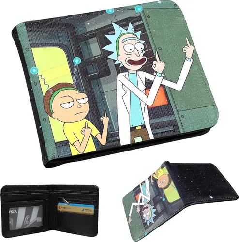 Vista 2 de Mulafnxal Cartera de cuero de dibujos animados Rick Grandson Minimalista