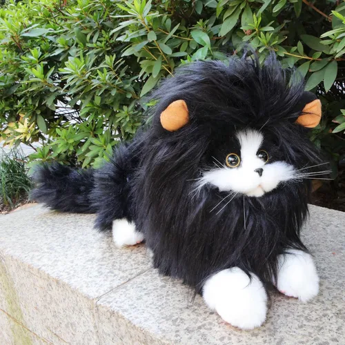 Vista 2 de Peluca de melena de león para disfraz de gato, ajustable, lavable, cómoda, elegante, pelo de león, vestido de ropa de gato para Halloween, Navidad