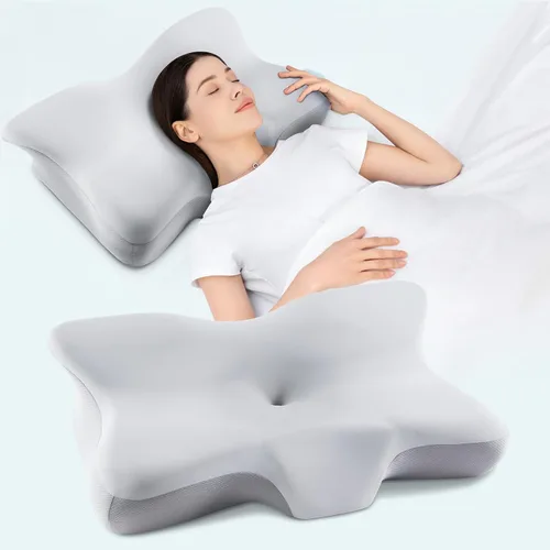 Vista 11 de Almohada cervical para el cuello, almohada ergonómica para dormir de lado para el soporte del cuello, almohadas de espuma viscoelástica refrescante