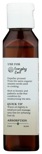 Vista 2 de Aura Cacia Aceite orgánico para el cuidado de la piel, sésamo protector, 4 onzas líquidas