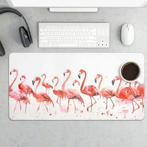 Vista 11 de Large Mouse Pad Beach Flamingos Palm Trees Rubber Base Keyboard Long Gaming Mouse pad Desk Mat Waterproof Non-Slip Protector Laptop Pads for Work