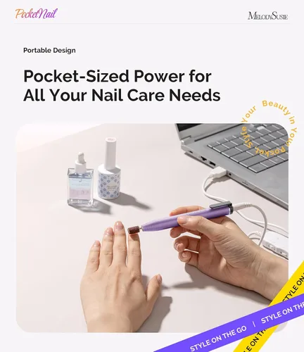 Vista 5 de MelodySusie PocketNail - Taladro de uñas USB delgado ergonómico en forma de bolígrafo, PC100G 20000 RPM, lima eléctrica portátil para todas