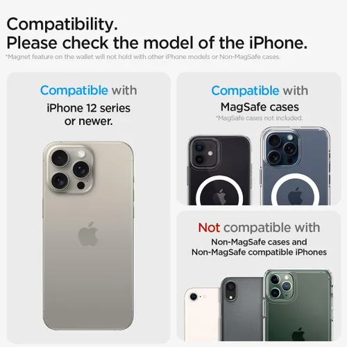 Vista 2 de Spigen para Billetera MagSafe, Sostiene 2 Tarjetas, MagFit Compatible con Modelos iPhone 17/16/15/14/13/12, Serie Pixel 10, Fundas MagSafe