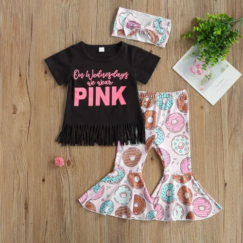Vista 2 de Conjunto de 2 piezas de ropa de invierno para recién nacido, de manga larga, de encaje, con abertura en los pantalones vaqueros