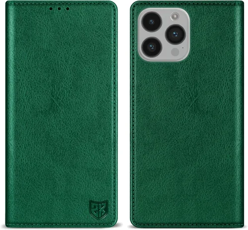 Vista 30 de ZZXX Funda tipo cartera para iPhone 14 con bloqueo RFID, soporte de ranura para tarjetas, funda protectora de cuero magnético fuerte plegable