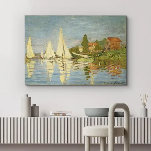 Vista 129 de wall26 Prado con álamos por Claude Monet - Arte moderno impresionista, arte en lienzo para el hogar, 12 x 18 pulgadas