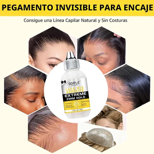 Vista 4 de Pega para pelucas con encaje frontal, adhesivo impermeable para pelucas con encaje frontal y aplicador de silicona para pelucas, pegamento de encaje