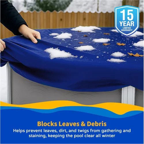 Vista 4 de Blue Wave Funda redonda dorada para alberca sobre el suelo de 24 pies para invierno, polietileno duradero y resistente a la intemperie