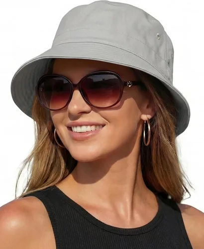 Vista 8 de HONGTEYA Sombreros de sol de pescador para mujer y hombre, sombrero de Blanco