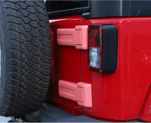 Vista 5 de Cubiertas de bisagras de compuerta trasera, accesorios de moldura para Jeep Wrangler JK JKU y Unlimited 2007-2018 (Rosa)