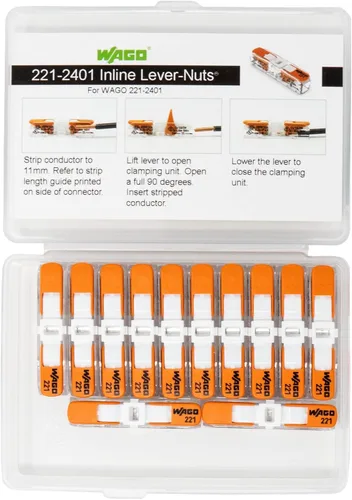 Vista 4 de WAGO 221-2401 Tuercas de palanca compactas para empalme de conectores de cable en línea con estuche 12 piezas