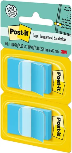 Vista 7 de Post-it 680BB2 Banderas de página estándar en dispensador, color azul brillante, 100 banderas/dispensador