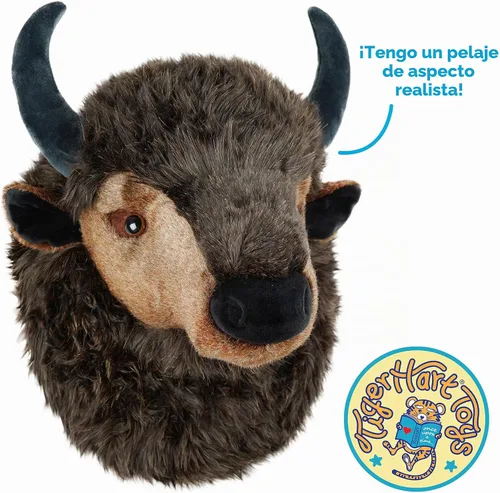 Vista 4 de TigerHart Brillo The Bison - Busto grande de peluche de 15 pulgadas con cabeza de búfalo