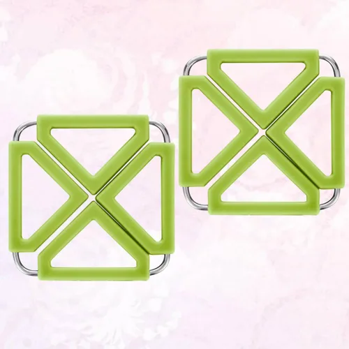 Vista 4 de 2 Pack Silicone Stainless Steel Trivet Mat Hot Pot Holder for Tables