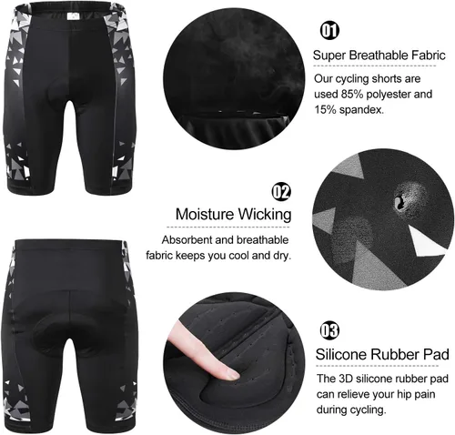 Vista 4 de INBIKE Conjunto de camiseta de ciclismo para hombre, camisa de ciclismo transpirable de manga corta con pantalones cortos acolchados