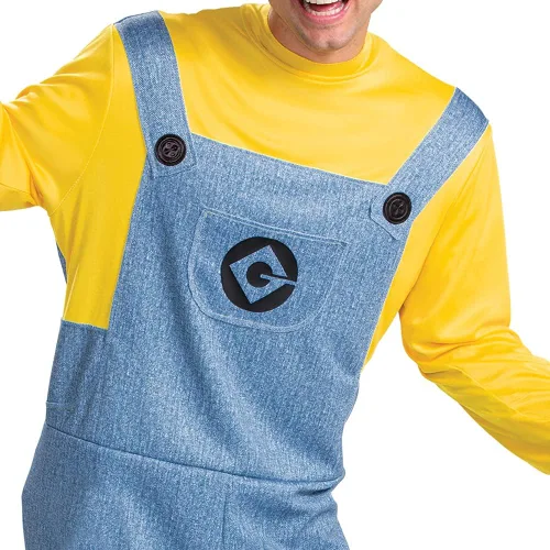 Vista 6 de Disguise Disfraz de Minion Deluxe para adultos, Amarillo