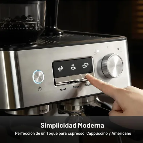 Vista 9 de Gevi Máquina de café expreso de 20 barras con molinillo integrado y espumador de leche, cafetera profesional para el hogar, capuchino, café