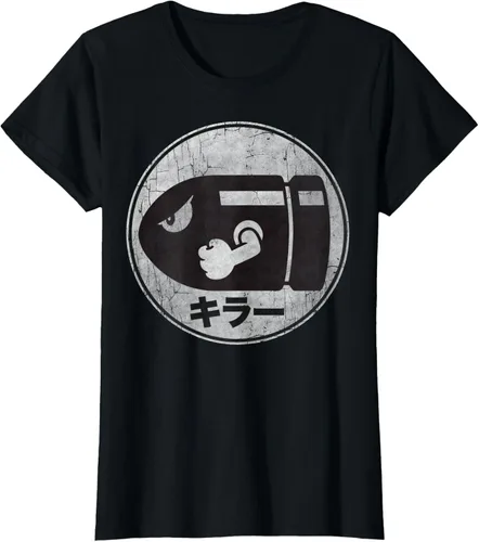 Vista 39 de Super Mario Camiseta con logotipo de Bullet Bill Distressed en Kanji