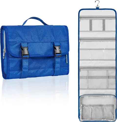 Vista 10 de PAVILIA Neceser colgante de viaje para mujeres y hombres, kit de bolsa de maquillaje de gran capacidad, estuche organizador de almacenamiento