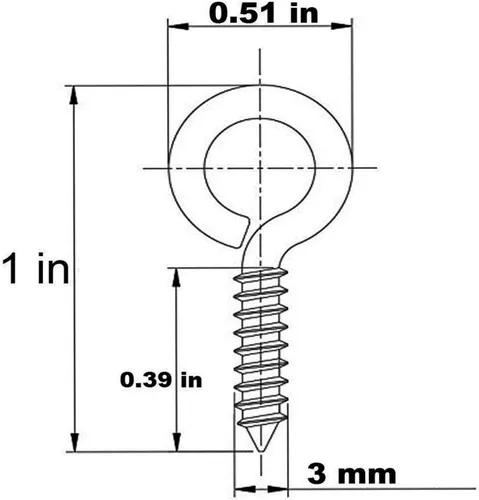 Vista 2 de Ganchos de tornillo de metal pequeños de 1 pulgada 100 piezas tornillos de anillo sujetadores herramientas de hardware negro