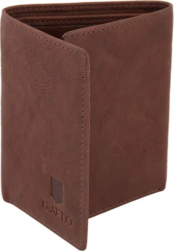 Vista 9 de KRAFTIQ AUSTIN - Cartera triple de cuero marrón curtido vegetal Marrón Vintage