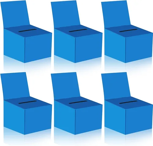 Vista 10 de Paquete de 6 cajas de sugerencias para rifas con ranura, cajas de cartón de 6.5 x 4.5 x 4.5 pulgadas con ranura para boletos y cabecera extraíble