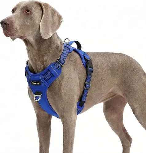 Vista 53 de Funfox Arnés para perro sin tirones, arnés de chaleco ajustable para mascotas, material súper suave con mango vertical, fácil control, paseo