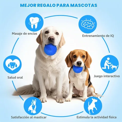 Vista 7 de petizer Bolas para Perros con Pispito de 3" para Masticadores Agresivos, Bola Estimula Mordida Duradera e Interactiva con Picos, Juguete para Azul