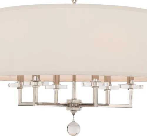 Vista 4 de Crystorama Paxton - Candelabro de níquel pulido con 6 luces, lámpara de techo para pasillo, sala de estar, vestíbulo, casa de campo, lámpara moderna