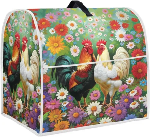Vista 35 de Cubierta para mezclador de cocina con diseño de flores de pájaros, cubierta para procesador de alimentos con asa superior y bolsillo