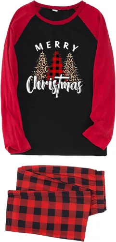 Vista 7 de Awoscut Pijamas de Navidad para la familia, conjuntos de pijamas de Navidad a juego para parejas, adultos y niños, pijamas de Navidad