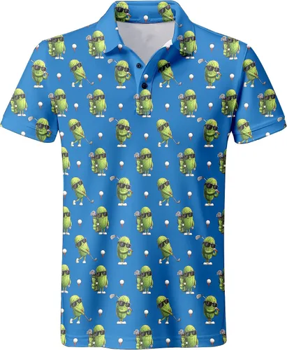 Vista 99 de Camisa de golf de los años 80 para hombre, ajuste seco, manga corta, estampada, divertidas, camisas de golf de los años 90 para hombre