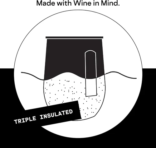 Vista 3 de Corkcicle Vaso de vino sin tallo, mantiene las bebidas frías durante 6 horas, acero inoxidable con triple aislamiento, base antideslizante, regalo