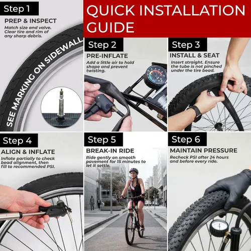 Vista 9 de Fincci Durable 20x4.0 Fat Tire Tube - Pair 20 Inch Bike Tube with Presta/Schrader Valve – Value Pack, Reliable Air Retention and Easy to Install 2X