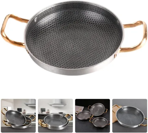 Vista 6 de Angoily Sartén antiadherente de acero inoxidable con forma de panal para mariscos, cangrejos de río y huevos, utensilios de cocina compatibles