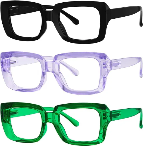 Vista 29 de Eyekepper - Juego de 4 gafas elegantes para mujer, anteojos cuadrados de gran tamaño para mujer