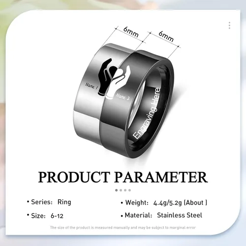 Vista 5 de Fortheday Juego de anillos personalizados a juego para él y ella, anillos de promesa personalizados para parejas, juego de anillos de compromiso