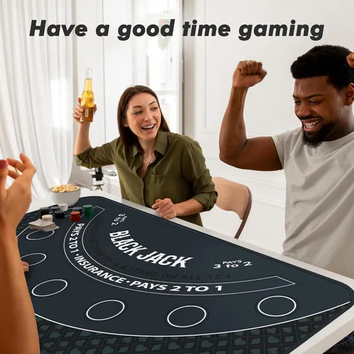 Vista 7 de Blackjack Mat 70" x 35" Blackjack Mat 21 Black Jack Mat Negro