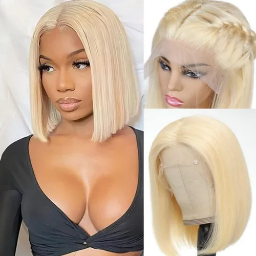 Vista 7 de Spotlight Pelucas de cabello humano lacio con encaje frontal de 4 x 4 para mujeres negras, densidad del 180 %, peluca con cierre de encaje virgen
