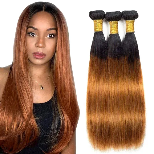 Vista 139 de 300g 1B27 Human Hair Bundles Honey Blonde Bundles Human Hair 10A Brazilian Virgin Remy Hair Extensions 8 10 12 Inch