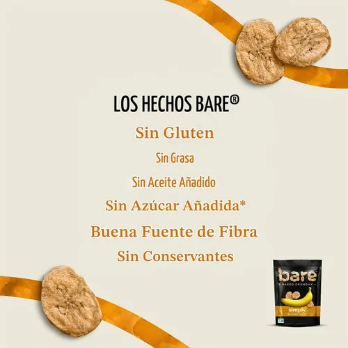 Vista 5 de Bare Chips de plátano crujientes al horno, simplemente plátano, sin gluten, bolsa de 2.7 onzas